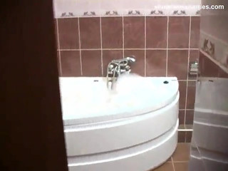 Sex with a beautiful redhead Russian girl in the shower, homemade, teenagers