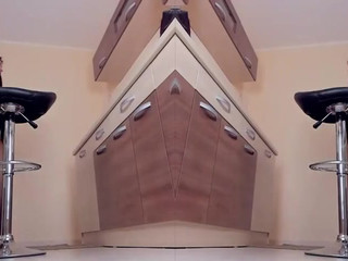 Nylon busty slut caresses shaved pussy