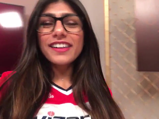 Mia Khalifa graceful devil with her palm rubs her vagina