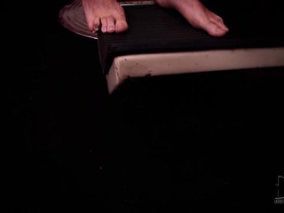 Mira Cuckold in stockings teased pussy lying on her back