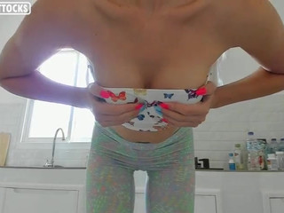 SweetButtocks whore babe jerks off through panties