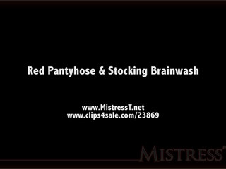 clips4sale Mistress T - red pantyhose and stocking brainwash 720p