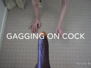 Petite Nymphet gagging on cock