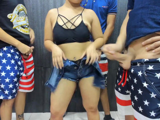 best_gangbang lustful beauty with tattoos fucks both slits