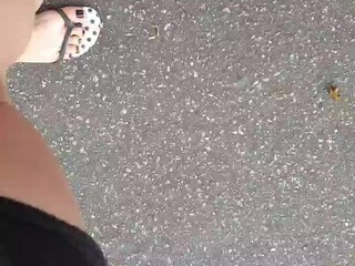 Feet lady caresses the holes with his hand