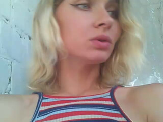 KittY blonde passion caresses shaved pussy