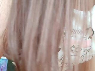 Manefuego big boobed bitch licks dildo