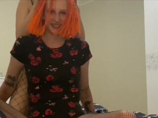 Treshgirls openwork wench in stockings coyly changes poses and strokes shaved pussy