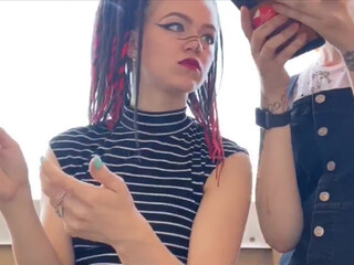 Treshgirls curious prostitute sucking rubber dick