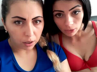 your harsh woman caresses her breasts