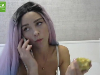 JulieJean charming lady fucks herself with a rubber dick