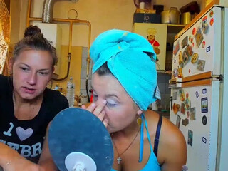 karolina1908 awesome brown girl in white stockings tickles her cap delicately