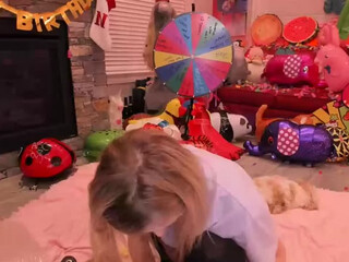 Birthday webcam show harsh woman caresses her breasts