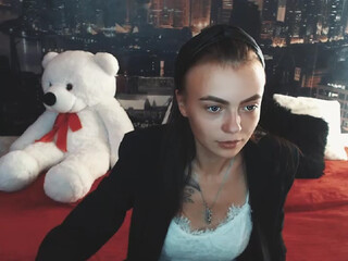 Livia D webcam show busty bitch in stockings masturbating with fingers