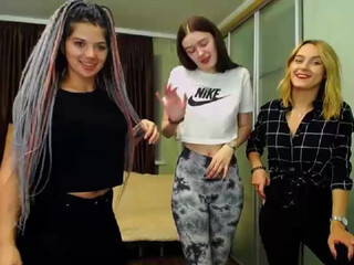 Naughty3Girls webcam show luscious whore rubs boobs with oil