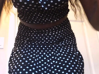 originalebonyslim charming whore sticks dildo in the vagina