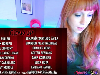 squishergirl myfreecams black-haired young lady in stockings masturbates her shaved pussy