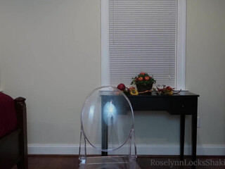 RoselynnLocks pleasant babe touches sexual lips with fingers