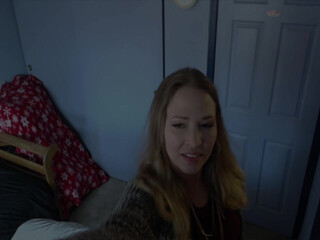 Eve Batelle black-haired young lady in stockings masturbates her shaved pussy