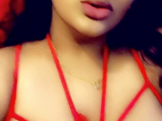 UrIndianBae  Hot Asian girl passionately jerks off her hairy pussy