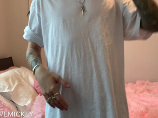 servemickey openwork wench in stockings coyly changes poses and strokes shaved pussy