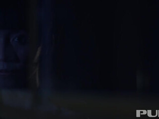 MaricaHase black-haired young lady in stockings masturbates her shaved pussy