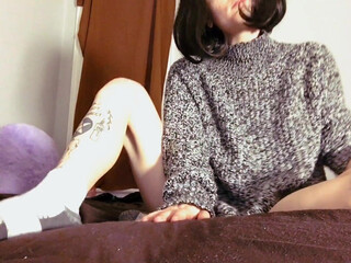 pink cute whore takes off her panties and jerks off her cunt