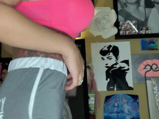 stacyluxxxofficial attractive chick is pounded with a bottle in the ass.