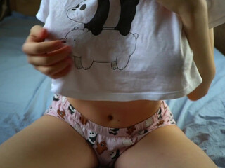 cutie lily busty blonde gently masturbates cunt