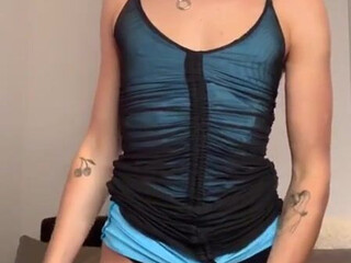 Tiffany Towers slim bitch jerks off with sex toys