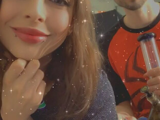 Chloe Night  busty slut caresses shaved pussy