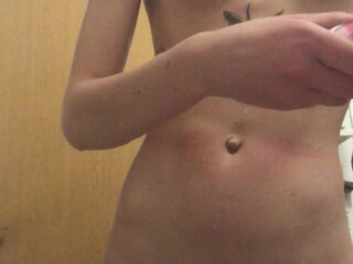 TS Sally onlyfans fucks herself with black dildo