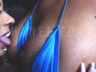 Chanel Foxx onlyfans brunette in stockings shows shaved holes