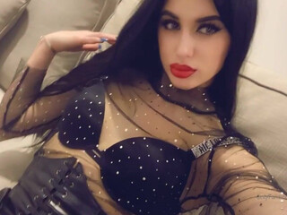 Mistress Karina adult bitch gently caresses vagina