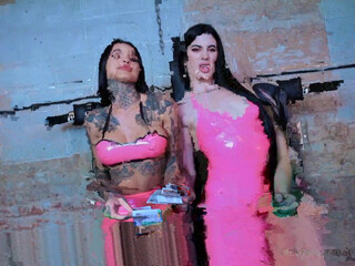 Mistress Karina juicy girls teasing shaved pussies