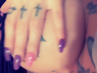 Megan Inky aka inky real busty  cam girl  undresses and caresses her pussy