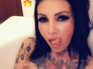 Megan Inky aka inky real beautiful bitch fucks herself with a phallus
