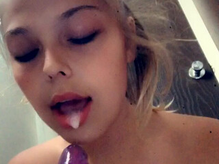 Corey Maison  hot babe fucks herself with glass dildo