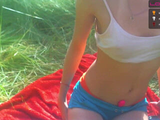 sexyfoxyred cute babe caresses shaved cunt