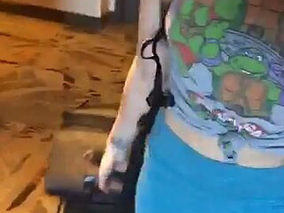 Myultimateischarging Slim blonde strips and masturbates