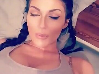 Bordeaux Busty blonde licks nipples