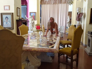 PolinaMalinovskaya onlyfans scrawny girl in stockings plays with horn