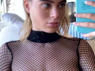 Lana Rhoades onlyfans Big tit babe in stockings jerks off her cunt