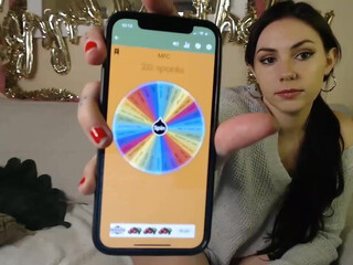 mollymaeve Pretty woman in red communicates by phone