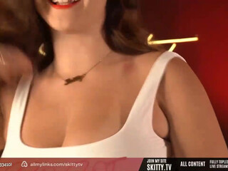 skitty Fluffy nipple jumps on strap-on